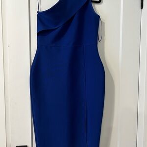 Elegant Blue One-Shoulder Dress